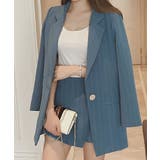 2点セットアップ ストライプ柄テーラードジャケット＆スカパン | privatebeach | 詳細画像1 