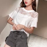 モチーフレース使いクルーネックTシャツ | privatebeach | 詳細画像15