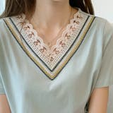 刺繍レース使いVネックTシャツ | privatebeach | 詳細画像18