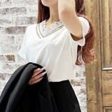 刺繍レース使いVネックTシャツ | privatebeach | 詳細画像6