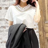 刺繍レース使いVネックTシャツ | privatebeach | 詳細画像7
