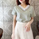 刺繍レース使いVネックTシャツ | privatebeach | 詳細画像22