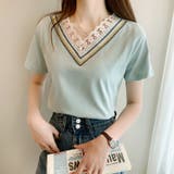 刺繍レース使いVネックTシャツ | privatebeach | 詳細画像16