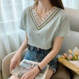 刺繍レース使いVネックTシャツ | privatebeach | 詳細画像17