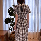共布ベルト付きギンガムチェック柄キーネックワンピース | privatebeach | 詳細画像8
