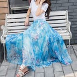 ブルー | 花柄シフォンスカート | privatebeach