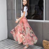 ライトピンク | 花柄シフォンスカート | privatebeach
