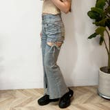 サイドリボンカットアウトハイウェストスリットデニムフレアパンツ | privatebeach | 詳細画像10 