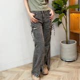 サイドリボンカットアウトハイウェストスリットデニムフレアパンツ | privatebeach | 詳細画像18 