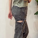 サイドリボンカットアウトハイウェストスリットデニムフレアパンツ | privatebeach | 詳細画像19 