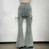 サイドリボンカットアウトハイウェストスリットデニムフレアパンツ | privatebeach | 詳細画像21 