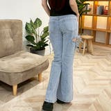 サイドリボンカットアウトハイウェストスリットデニムフレアパンツ | privatebeach | 詳細画像4 