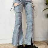 サイドリボンカットアウトハイウェストスリットデニムフレアパンツ | privatebeach | 詳細画像6 