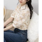 花柄レース地 裾シャーリング クロップド ブラウス | Pumpkin Port | 詳細画像16