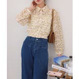 小花柄 裾シャーリング クロップド丈 長袖ブラウス | Pumpkin  Port | 詳細画像19 