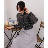 小花柄 裾シャーリング クロップド丈 長袖ブラウス | Pumpkin  Port | 詳細画像9 