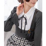 サテンリボンブラウス+リブカットソードッキング 長袖トップス | Pumpkin  Port | 詳細画像16 