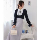 サテンリボンブラウス+リブカットソードッキング 長袖トップス | Pumpkin  Port | 詳細画像23 