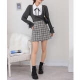 サテンリボンブラウス+リブカットソードッキング 長袖トップス | Pumpkin  Port | 詳細画像9 