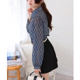 バイアスチェック 裾シャーリング クロップド丈 長袖 ブラウス | Pumpkin  Port | 詳細画像18 