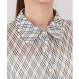 バイアスチェック 裾シャーリング クロップド丈 長袖 ブラウス | Pumpkin  Port | 詳細画像23 