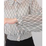 バイアスチェック 裾シャーリング クロップド丈 長袖 ブラウス | Pumpkin  Port | 詳細画像24 