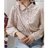 ドット&花柄 裾シャーリング 長袖 ブラウス | Pumpkin Port | 詳細画像1