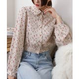 ドット&花柄 裾シャーリング 長袖 ブラウス | Pumpkin Port | 詳細画像3