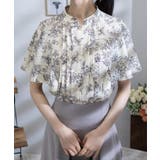 パールボタン ピンタック フレア袖 クロップド ブラウス | Pumpkin Port | 詳細画像3