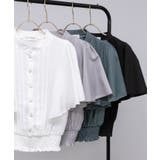 パールボタン ピンタック フレア袖 クロップド ブラウス | Pumpkin Port | 詳細画像40