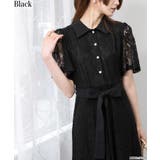 ブラック | レース地 リボンベルト付 半袖 ワンピース | Pumpkin  Port