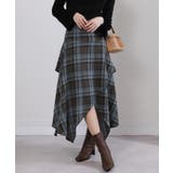 イレギュラーシルエット ネル チェック柄ロングスカート | Pumpkin  Port | 詳細画像10 