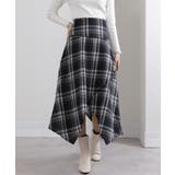 イレギュラーシルエット ネル チェック柄ロングスカート | Pumpkin  Port | 詳細画像4 