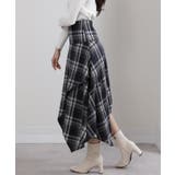 イレギュラーシルエット ネル チェック柄ロングスカート | Pumpkin  Port | 詳細画像6 