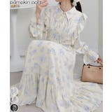 フリルデザイン リボン付き ティアード切替ロングワンピース | Pumpkin  Port | 詳細画像1 