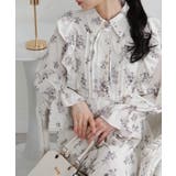 フリルデザイン リボン付き ティアード切替ロングワンピース | Pumpkin  Port | 詳細画像10 