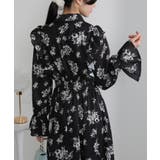 フリルデザイン リボン付き ティアード切替ロングワンピース | Pumpkin  Port | 詳細画像14 