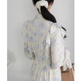 フリルデザイン リボン付き ティアード切替ロングワンピース | Pumpkin  Port | 詳細画像4 