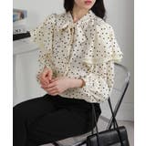 ドット柄 リボンタイ 2枚フリル 長袖ブラウス | Pumpkin  Port | 詳細画像15 