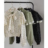 ドット柄 リボンタイ 2枚フリル 長袖ブラウス | Pumpkin  Port | 詳細画像23 