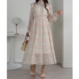 水彩柄 フリルデザイン 消しプリーツ ワンピース | Pumpkin  Port | 詳細画像14 