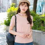 ピンク | リブ チョーカー風 半袖Tシャツ | Pumpkin Port