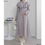 グレー | ボリュームフリル ゴールドボタン ハイウエスト ワンピース | Pumpkin  Port