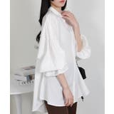 ビッグサイズ ロング丈 袖シャーリング シャツブラウス | Pumpkin  Port | 詳細画像12 