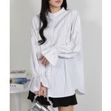 ビッグサイズ ロング丈 袖シャーリング シャツブラウス | Pumpkin  Port | 詳細画像22 