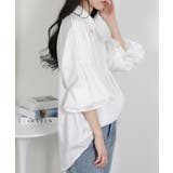 ビッグサイズ ロング丈 袖シャーリング シャツブラウス | Pumpkin  Port | 詳細画像7 