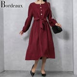 ボルドー | アソートレトロボタン ウエストリボン ワンピース | Pumpkin  Port
