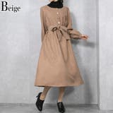 ベージュ | アソートレトロボタン ウエストリボン ワンピース | Pumpkin  Port