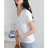 Vネック レース付き ワンコプレート ポイント 半袖Tシャツ | Pumpkin  Port | 詳細画像9 