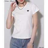 ホワイト/ブラック | ハート刺繍半袖Tシャツ | Pumpkin  Port
